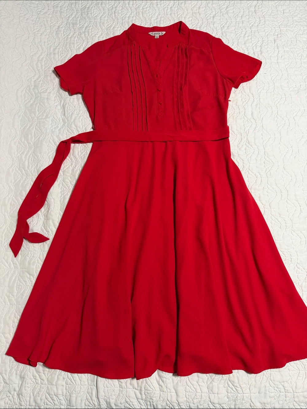 Nanette Lepore Vibrant Red Girls' Tie-Waist Dress